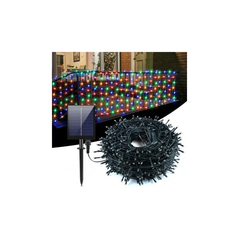 Instalatie 1000 LED cu panou solar mare, 100 M, Multicolor