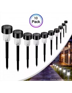 10x Lampa solara LED, rotunda, plastic, negru 2