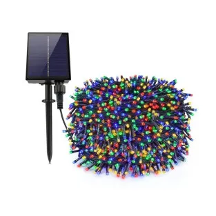 Instalatie 1000 LED cu panou solar mare, 100 M, pentru 2