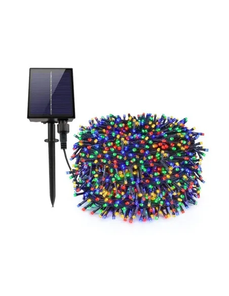 Instalatie 1000 LED cu panou solar mare, 100 M, Alb Rece