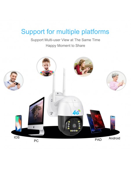 Cameră Supraveghere 4G 360° DASGUT, 3 MP, 12 LED-uri, IP66, App