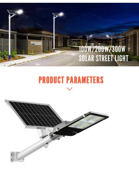 Lampa solara stradala LED cu panou fotovoltaic, suport de