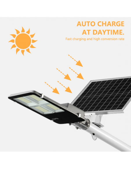 Lampa solara stradala LED cu panou fotovoltaic, suport de