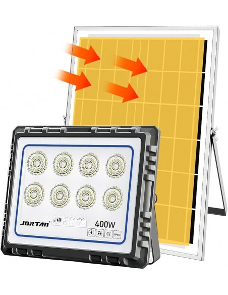 Proiector LED 400W cu panou solar, exterior IP 66, telecomanda