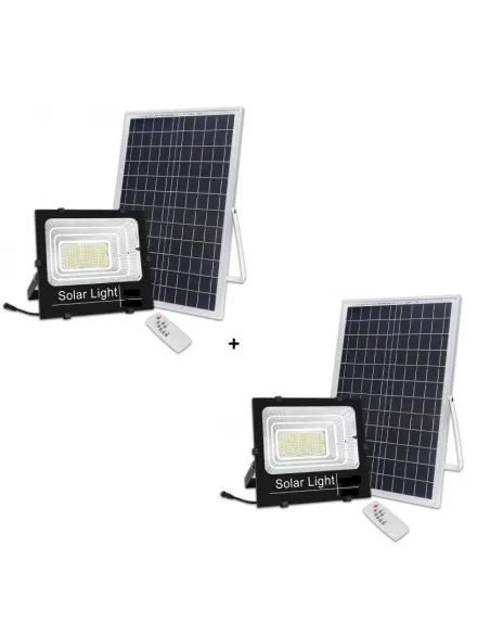 Set 2 x Proiector cu panou solar Jortan 50w, 6500k
