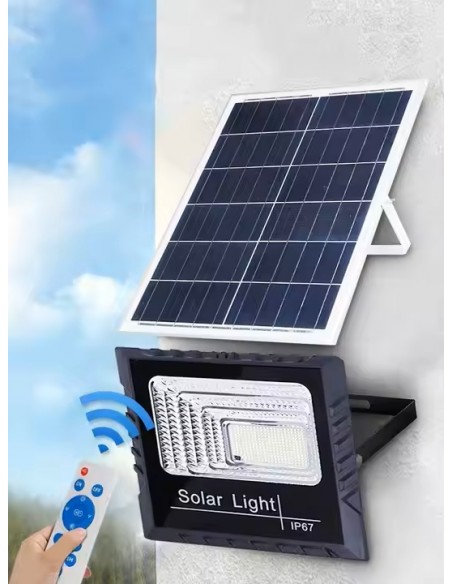 Proiector LED 100W cu panou solar, telecomanda inclusa