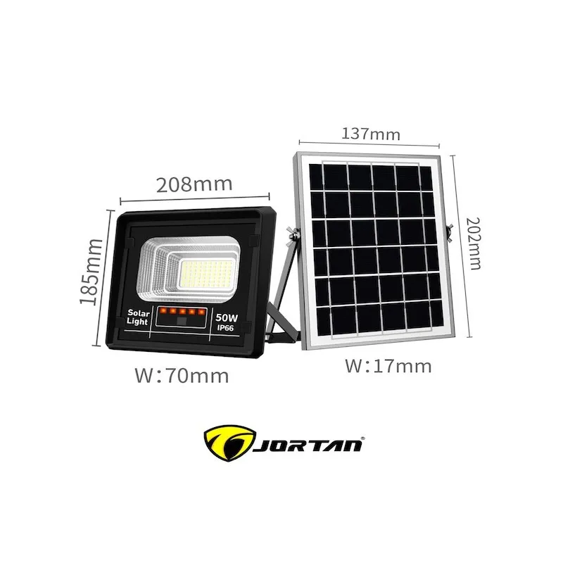 Set 2 x Proiector cu panou solar Jortan 50w, 6500k