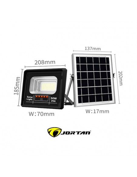 Set 2 x Proiector cu panou solar Jortan 50w, 6500k