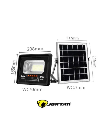Set 2 x Proiector cu panou solar Jortan 50w, 6500k