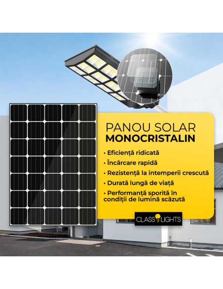 Lampa solara stradala dubla,cu Telecomanda si Suport Metalic
