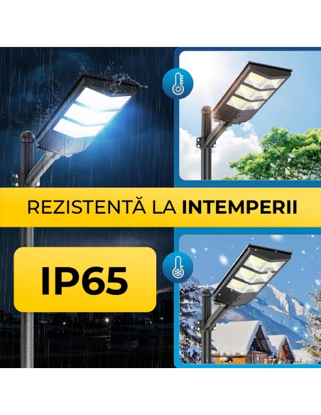 Lampa solara stradala dubla,cu Telecomanda si Suport Metalic