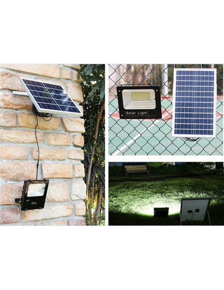 Proiector cu panou solar Jortan IP66, 200W, cu telecomanda
