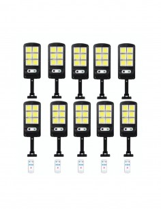 Set 10 x Lampa solara 8 celule, cu incarcare solara, 100W, 160