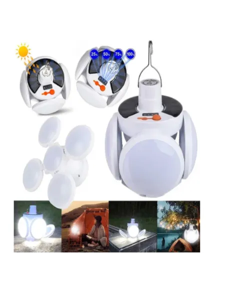 Set 3 x Bec cu panou solar si acumulator, 5 trepte de iluminat
