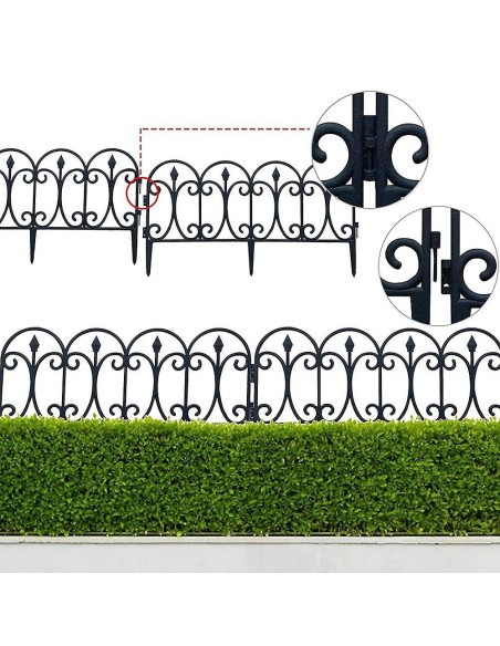 Set 10 garduri decorative pentru gradina negru 60x32cm