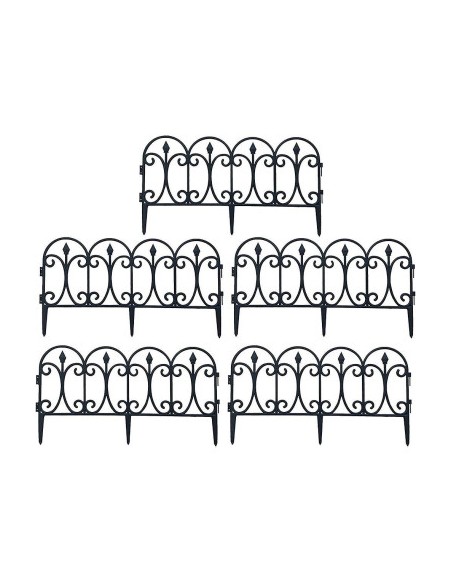Set 10 garduri decorative pentru gradina negru 60x32cm