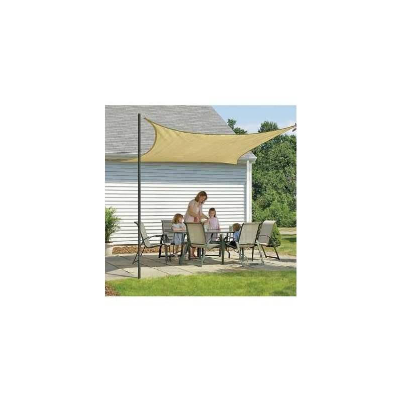 Copertină de Umbrire 3x3 m, Crem, 180 g/mp, cu 4 Inele de