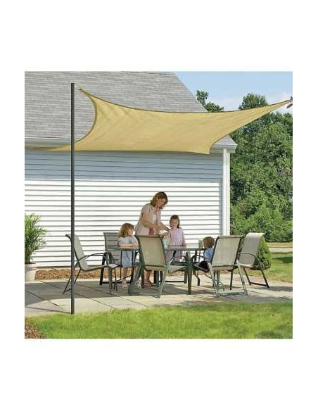 Copertină de Umbrire 3x3 m, Crem, 180 g/mp, cu 4 Inele de