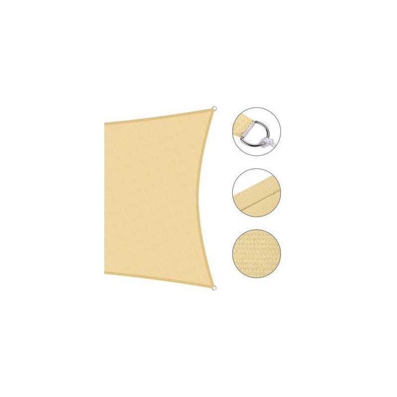 Copertină de Umbrire 3x3 m, Crem, 180 g/mp, cu 4 Inele de