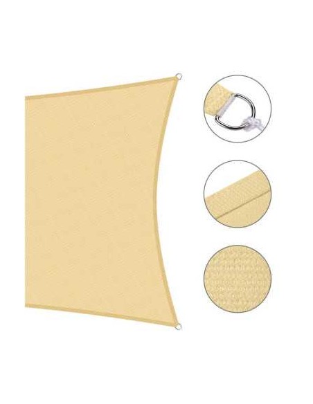 Copertină de Umbrire 3x3 m, Crem, 180 g/mp, cu 4 Inele de