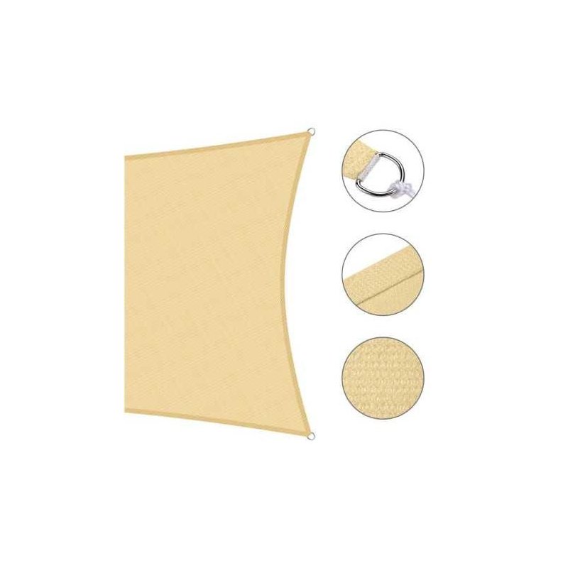 Copertină de Umbrire 3x3 m, Crem, 180 g/mp, cu 4 Inele de