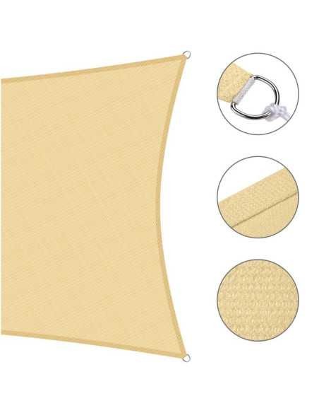 Copertină de Umbrire 3x3 m, Crem, 180 g/mp, cu 4 Inele de