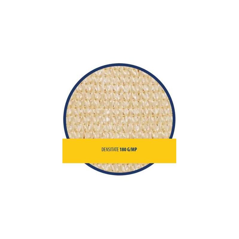 Copertină de Umbrire 3x3 m, Crem, 180 g/mp, cu 4 Inele de