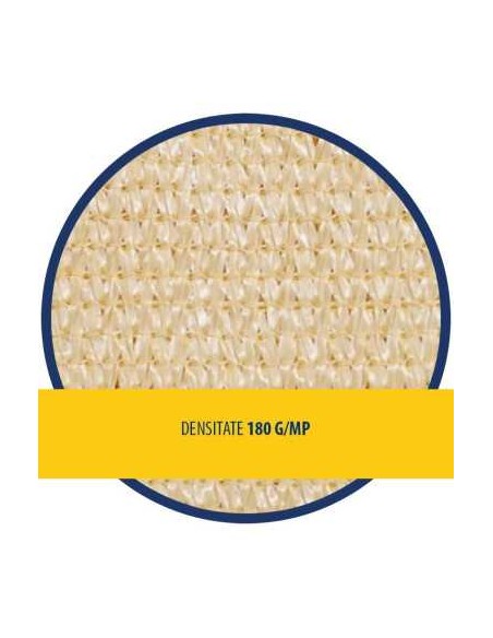 Copertină de Umbrire 3x3 m, Crem, 180 g/mp, cu 4 Inele de