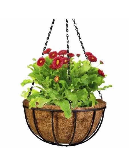 Suport pentru ghiveci cu lant 25.5x13cm, rotund, Otel, Fibra