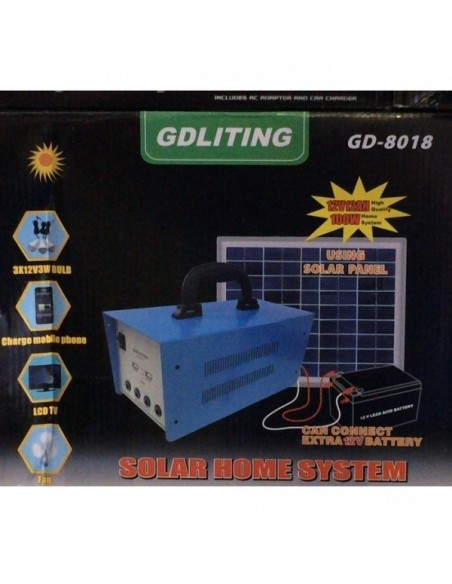 Kit solar de iluminat, GD 8018, 12V12A cu panou solar 18V 20W