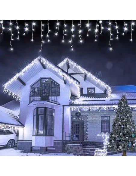 Instalatie turturi pentru Craciun 25 M, Flash, Fir Alb, Led