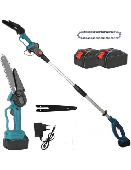 Set Foarfecă Grădină + Mini Drujbă 6” 48V, 2 Acumulatori, Brat