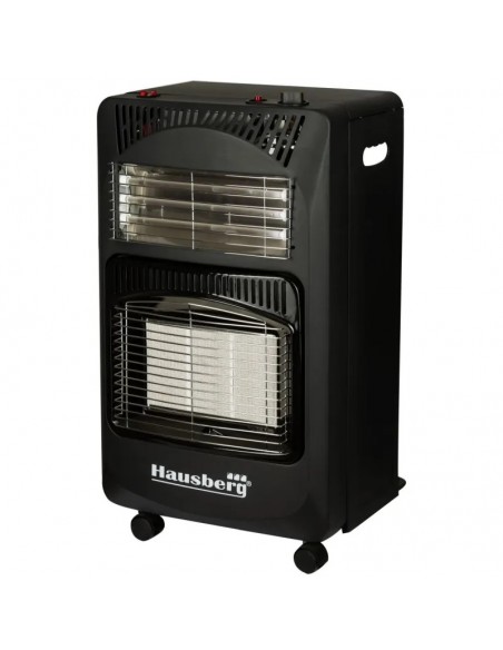 Soba gaz HB-1022NG + electrica, 4,2kW, negru + pachet