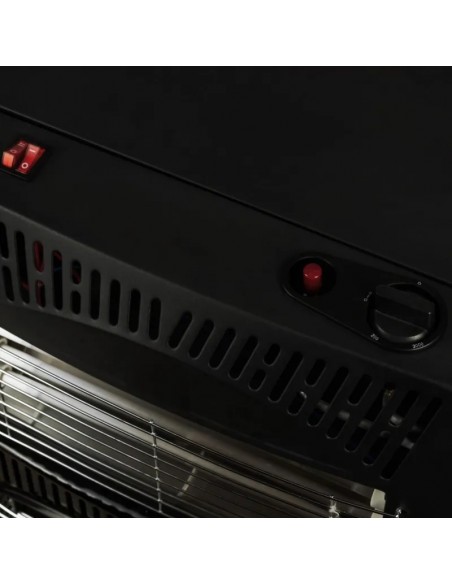 Soba gaz HB-1022NG + electrica, 4,2kW, negru + pachet