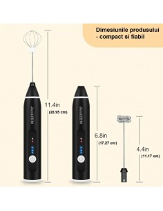 Mixer Frappe Portabil cu 2 Capete, 3 Viteze, Acumulator USB 2