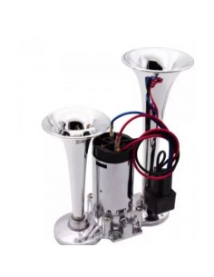 Claxon Auto CHROME cu Două Goarne + Compresor Inclus 2