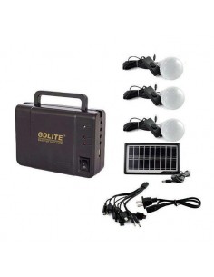 Kit Camping fotovoltaic cu panou solar, 3 becuri LED si slot