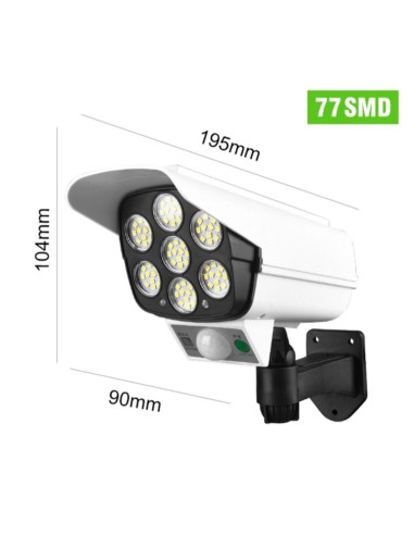 Camera falsa cu panou solar, 77 LED, senzor de miscare