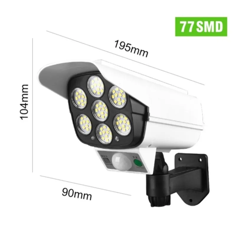 Camera falsa cu panou solar, 77 LED, senzor de miscare