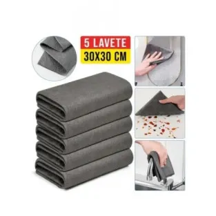 Set 5 Lavete Magice Microfibra 30x30 | Curățare Fără Scame