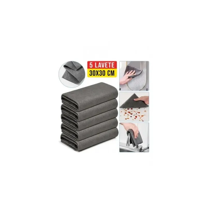 Set 5 Lavete Magice Microfibra 30x30 | Curățare Fără Scame