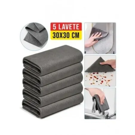 Set 5 Lavete Magice Microfibra 30x30 | Curățare Fără Scame