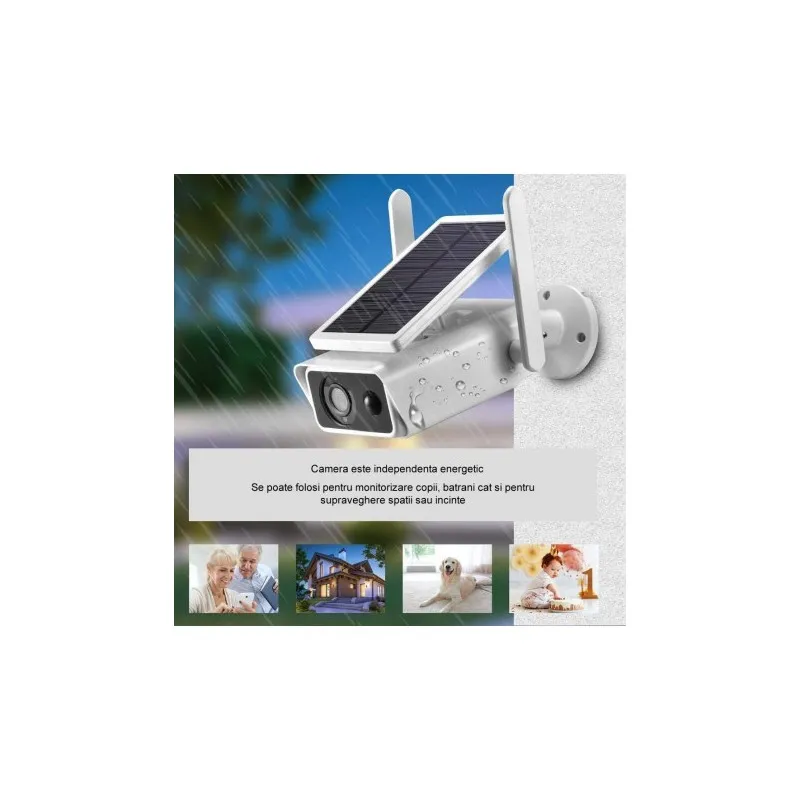 Camera de supraveghere IP Wireless HD cu panou solar