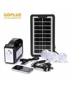Kit camping panou solar Gdplus GD-7, 3 becuri, lanterna inclusa