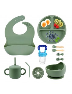 Set de Hrănire pentru Bebeluși – Bol cu Ventuză, Farfurii, Baveță și Lingurițe – Roz 2