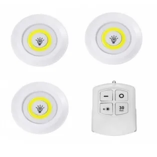 Set 3 lampi LED 3W COB cu telecomanda