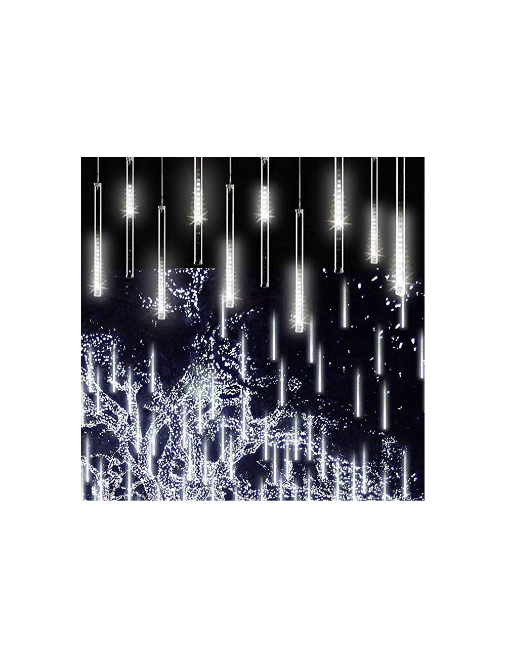 Instalatie tub luminos tip meteorit, 30 cm, 8 tuburi, diverse culori