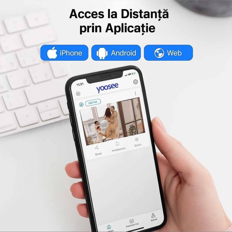 Set 4 Camere IP 360° WiFi JT-8161QJ cu 4 Carduri 32GB | Live & Noapte