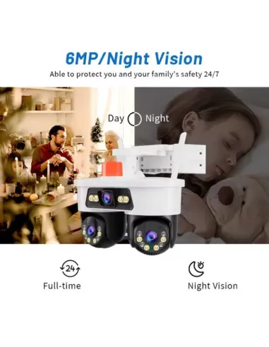 Camera WiFi JORTAN 8 Triple Lens 9MP 360° Alarma Exterior