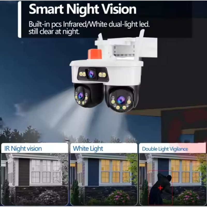 Camera WiFi JORTAN 8 Triple Lens 9MP 360° Alarma Exterior